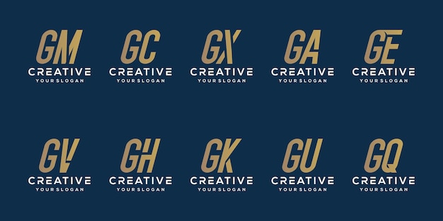 Set bundel letter g logo-ontwerp