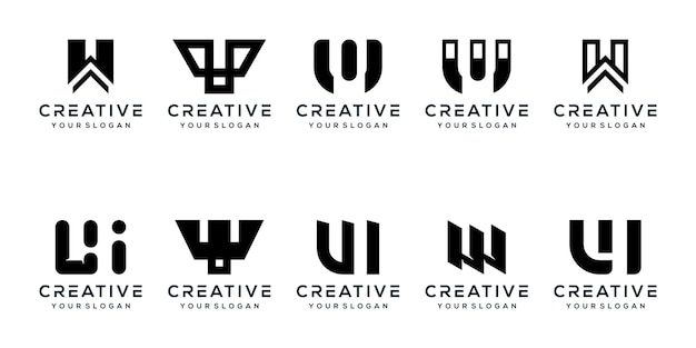 Set bundel letter w logo ontwerp