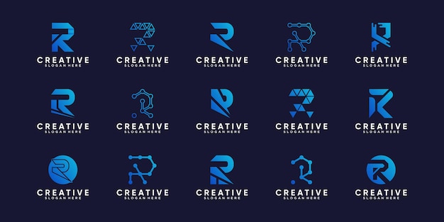 Set bundel monogram logo ontwerp eerste letter r met creatief concept.