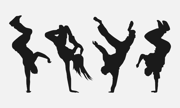 Vector set bundle of breakdancer silhouettes vector illustration