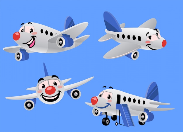 Vector set bundle of cartoon airplane