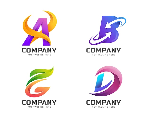 Set of bundle colorful letter initial logo collection