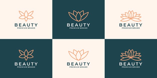 Набор креативных цветочных логотипов лотоса для вашего бизнес-салона, спа, косметики, курорта и т. Д.