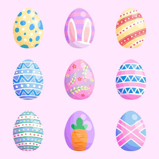 Vettore impostare l'illustrazione dell'uovo di pasqua in bundle