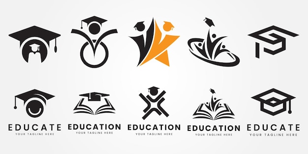 Vector set bundle education logo icon design vector illustration