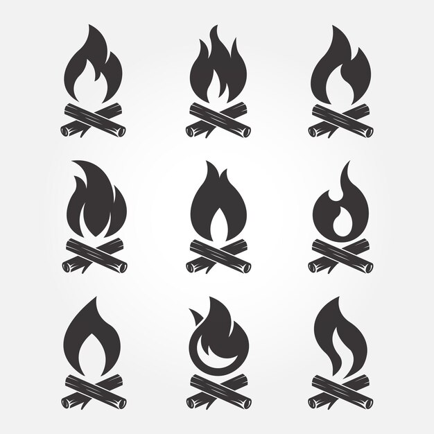 set bundle firewood logo design inspiration vector illustration