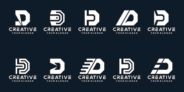 Imposta il design del logo della lettera d in bundle