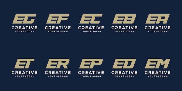 set bundle letter e logo template