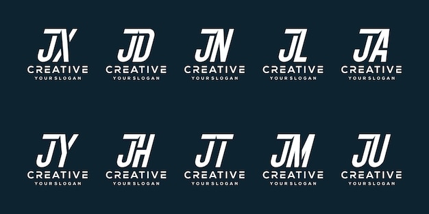 Set bundle letter j logo template