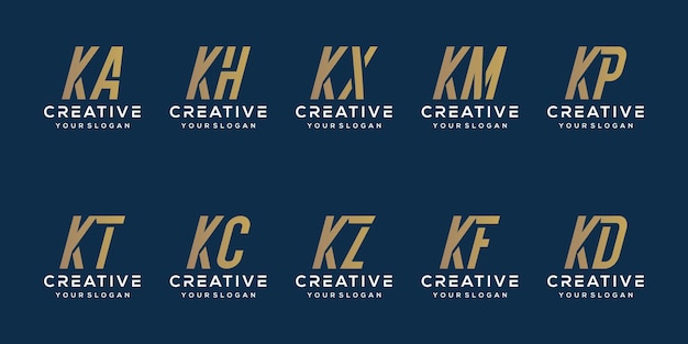 Set bundle letter k logo template