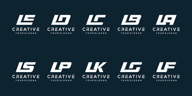 set bundle letter l logo template