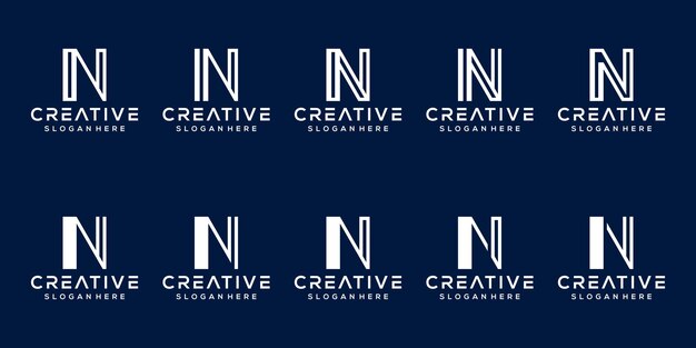 Set bundle letter n logo template