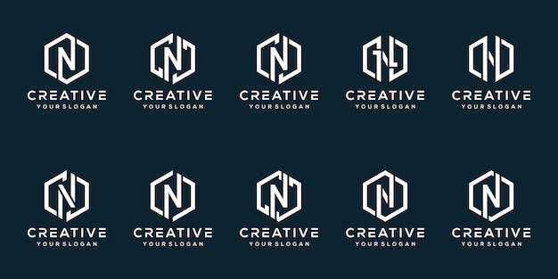 set bundle letter n logo template