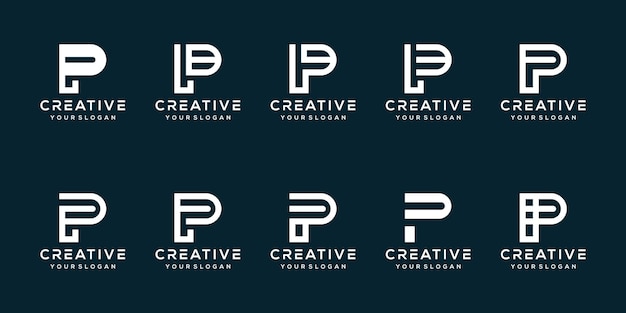 set bundle letter p logo template