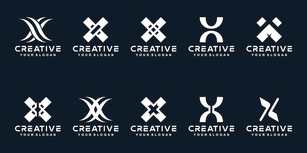 Vector set bundle letter x logo design