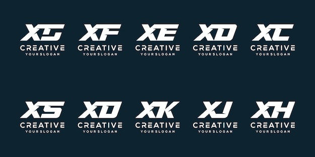 set bundle letter x logo template