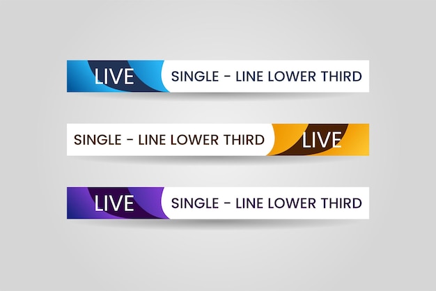 Set of bundle lower third vector design banner with blue yellow and purple shape strip color