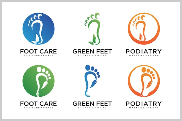 Vettore set bundle podiatry reflexology logo design concept unico premium vector