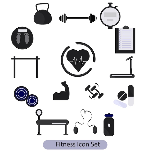 Vector set bundles of fitness symbol premium vector