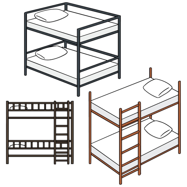 Vector set of bunk bed