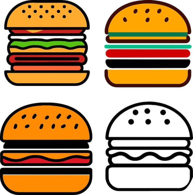 Set of burger food icon vector