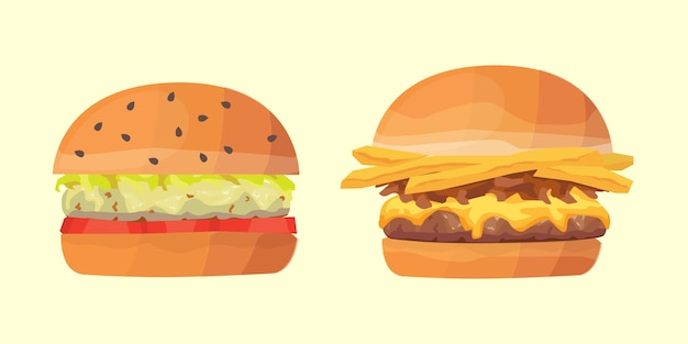 Vector set of burger illustrations