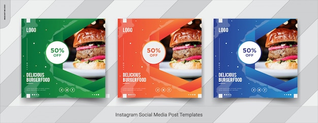 Set di hamburger insta post social media post modello di progettazione