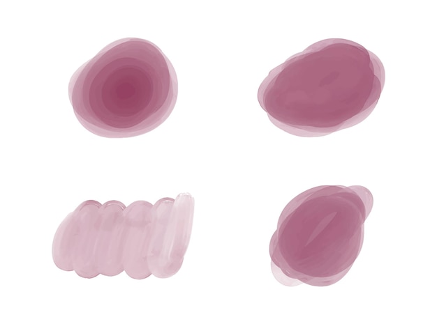 Set burgundy brush stroke watercolor splashes