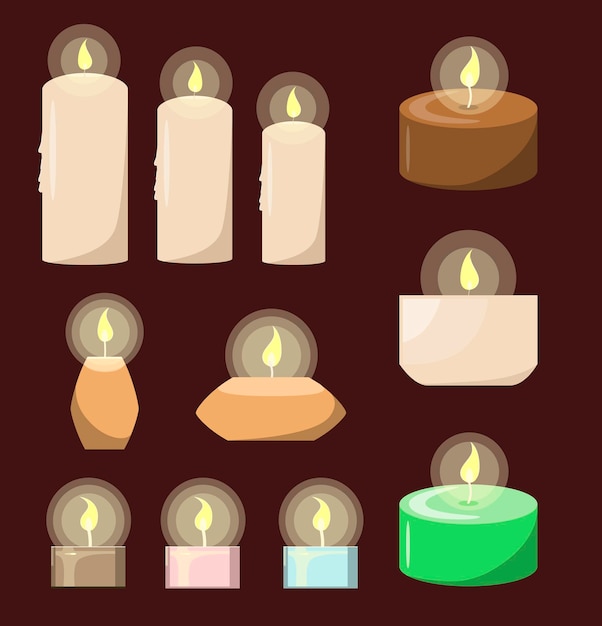 A set of burning candles on a dark background