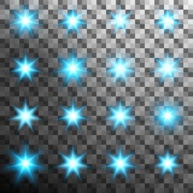 Vector set of burst light flash glow with flare. transparent background only in