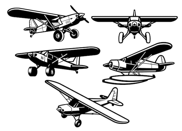 Vector set of bush plane collection