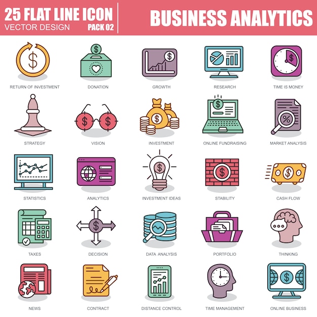 Set of business analytics icons