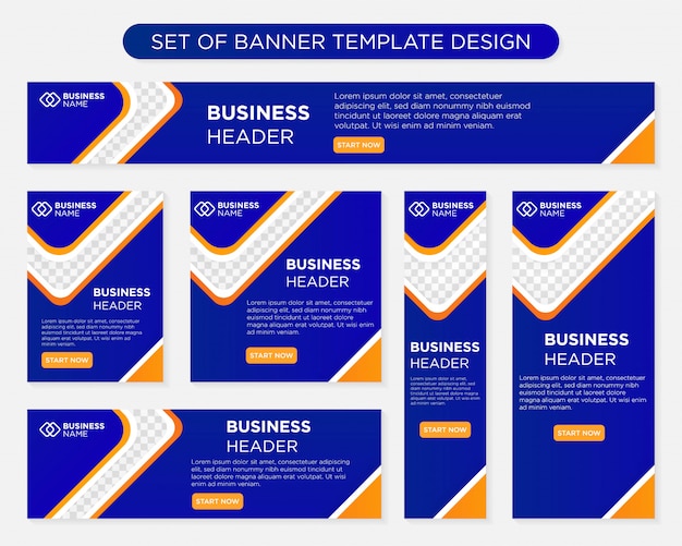 Insieme di dimensioni del formato di progettazione del modello banner business design