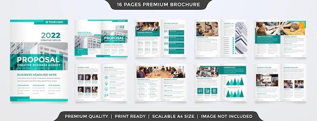 Set of business bifold brochure template with minimalist and clean style use for business profile