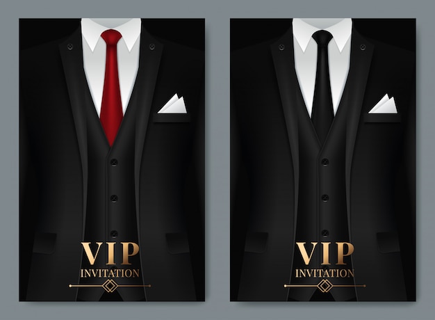 of Set of business card templates with suit and tuxedo