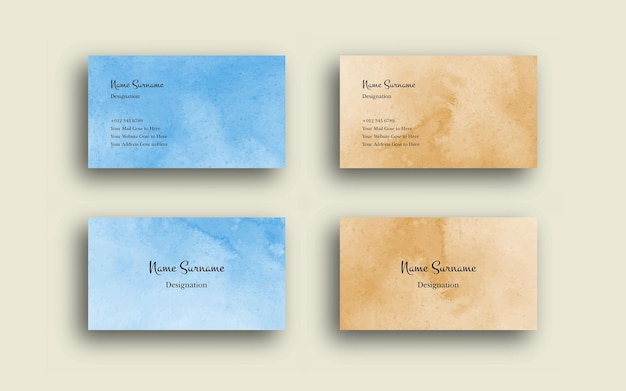 Set of business card with abstract watercolor