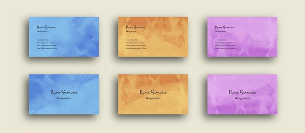 set of Business Card With Abstract Watercolor