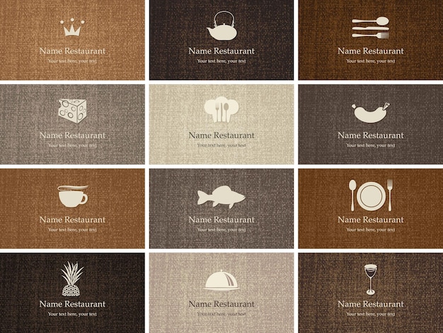 Set of business cards on food and drink theme