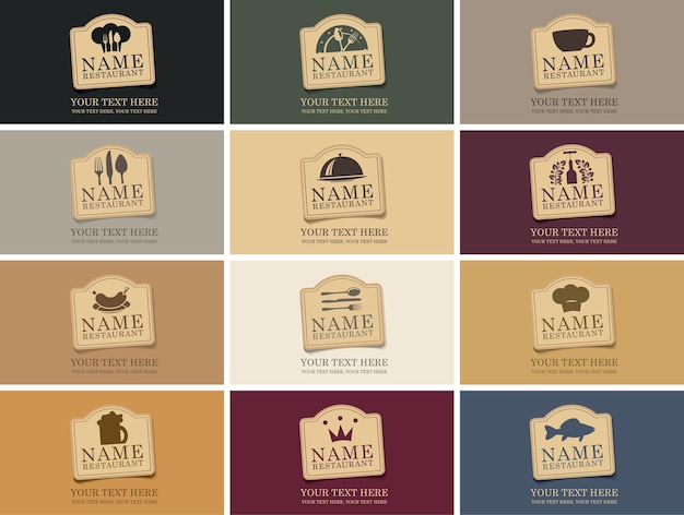 Vector set of business cards for restaurants