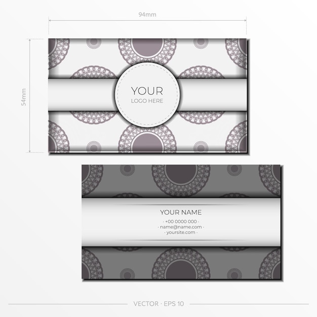 Set of business cards. vintage pattern in modern style with cyclamen plants