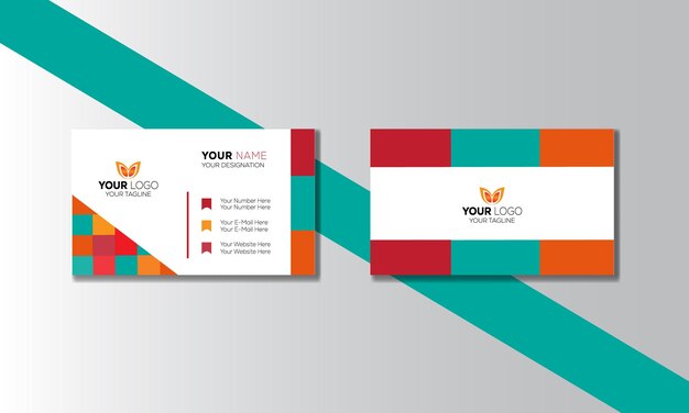 a set of business cards with a colorful background