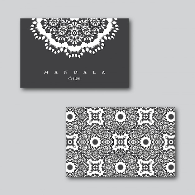 Set of business cards with hand drawn mandala.