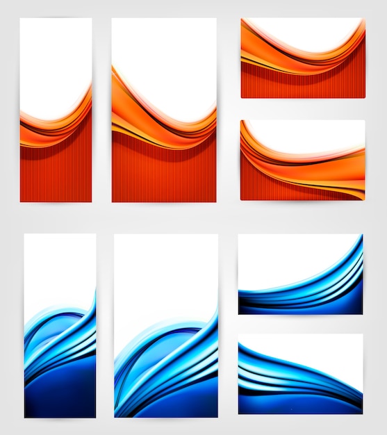 Set of business cards with waves