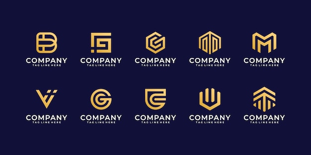 Set of business company logo icon design collection