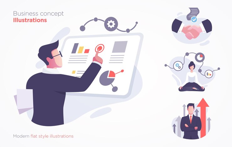 Vector set of business concept illustration. modern flat style  illustration