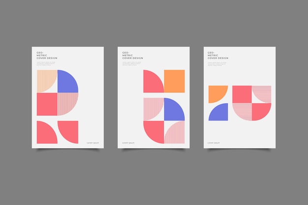 Set di attività collezione di design geometrico del modello di copertina