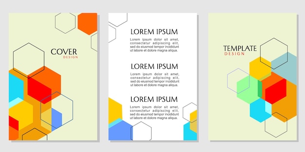 Vector set of business cover templates trendy and dynamic background with colorful hexagon elements