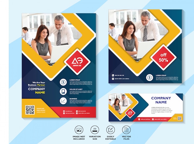 Set of business design templates for digital marketing mobile solutions networking
