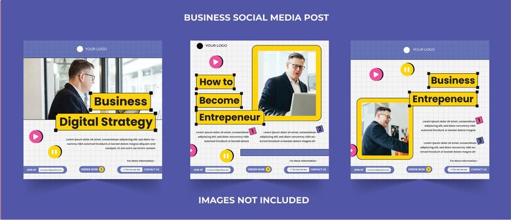 Set of business digital content marketing for social media instagram post banner ads with editable template