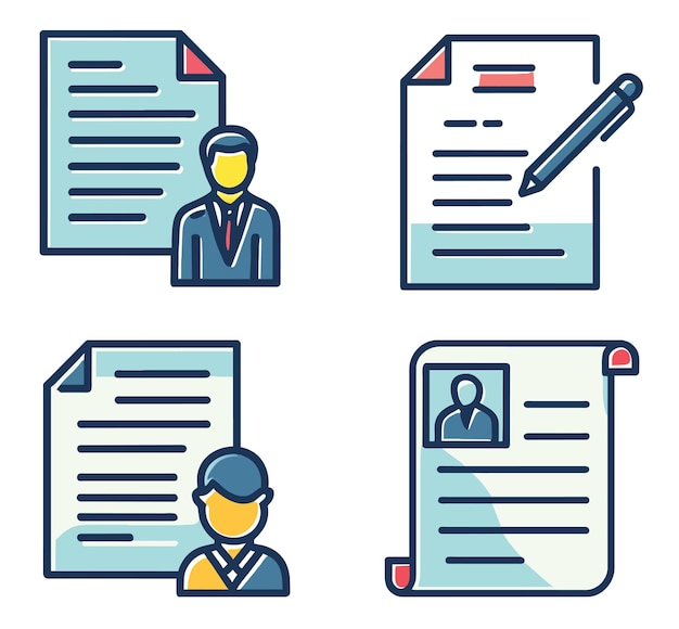 Set of business document client icons Outline icons with editable stroke collection